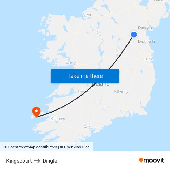 Kingscourt to Dingle map