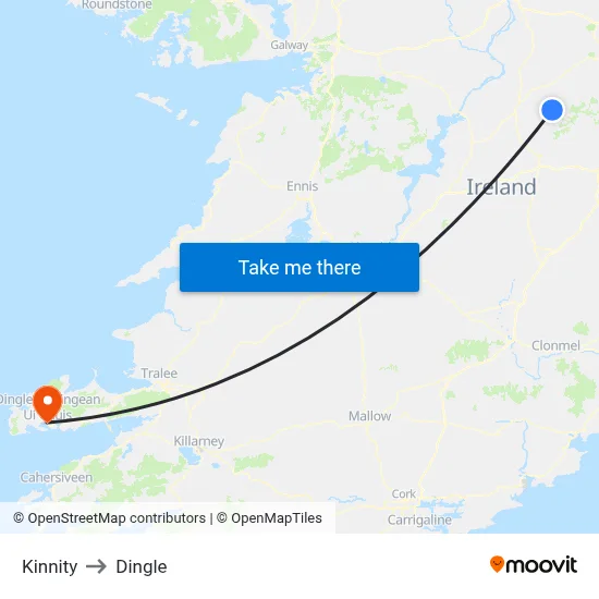Kinnity to Dingle map