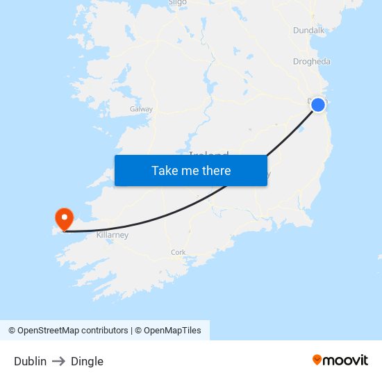 Dublin to Dingle map