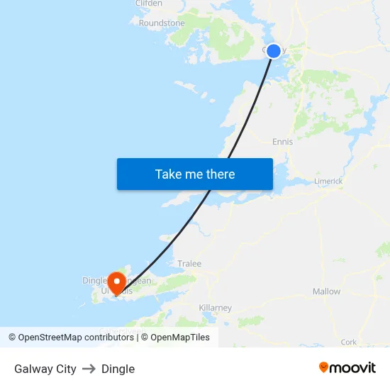 Galway City to Dingle map