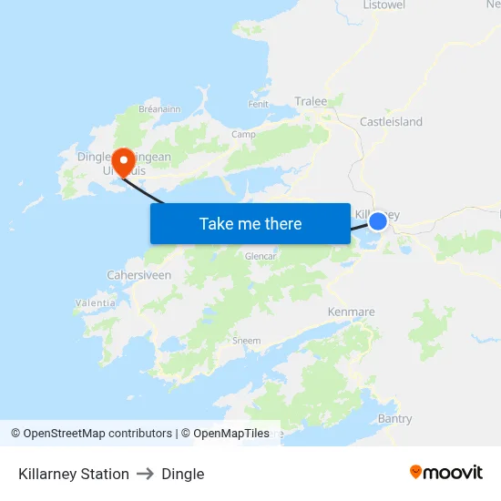 Killarney Station to Dingle map