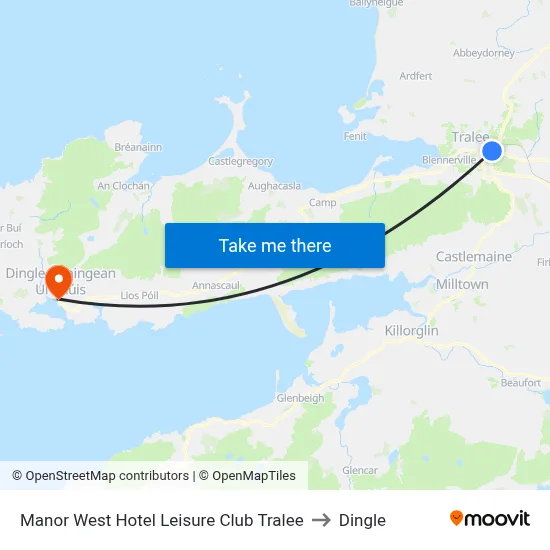 Manor West Hotel Leisure Club Tralee to Dingle map