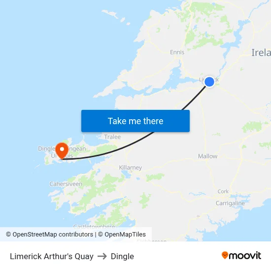 Limerick Arthur's Quay to Dingle map