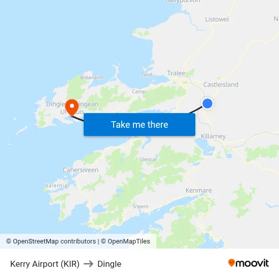 Kerry Airport (KIR) to Dingle map