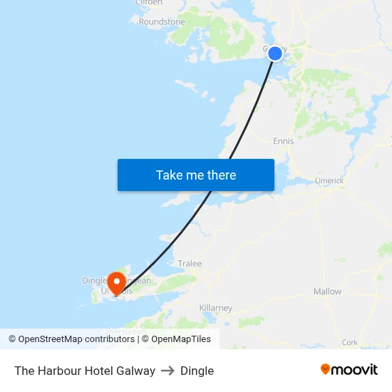 The Harbour Hotel Galway to Dingle map