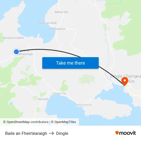 Baile an Fheirtéaraigh to Dingle map