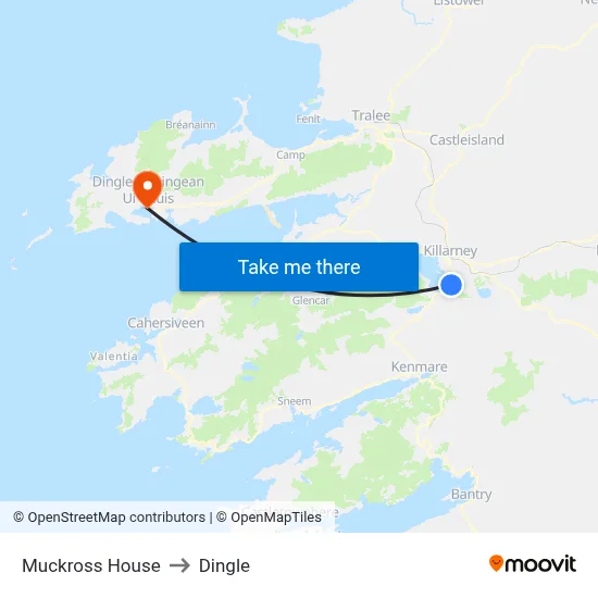Muckross House to Dingle map