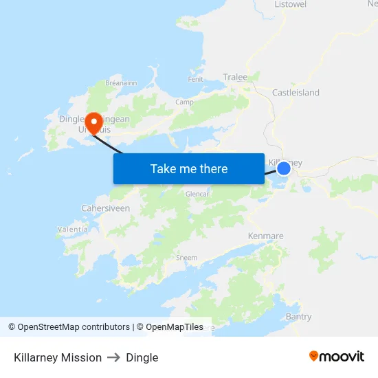 Killarney Mission to Dingle map