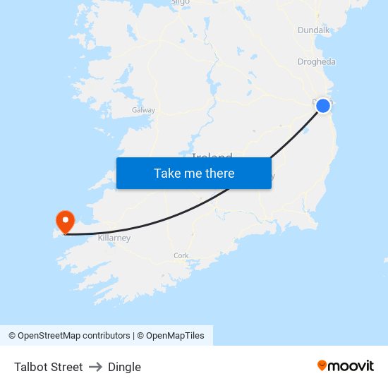 Talbot Street to Dingle map