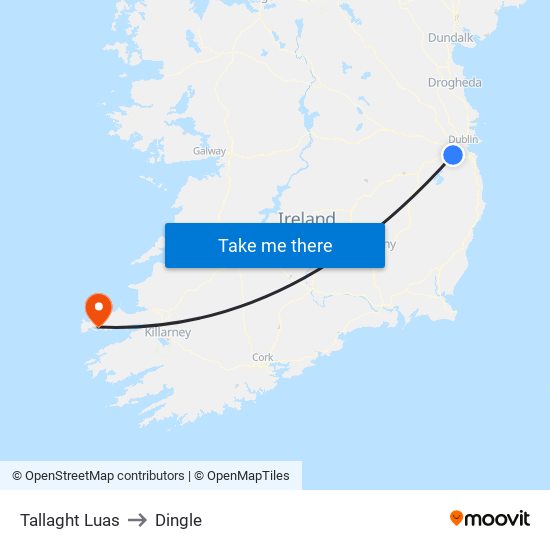 Tallaght Luas to Dingle map