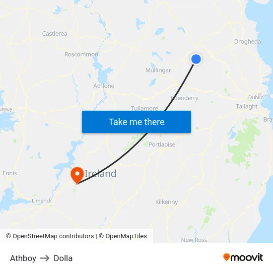 Athboy to Dolla map