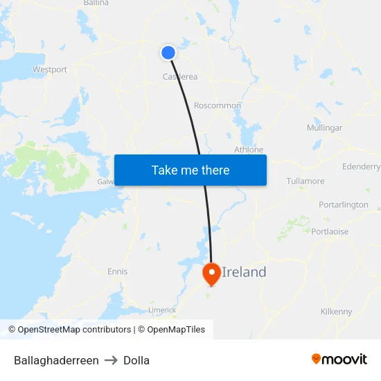 Ballaghaderreen to Dolla map