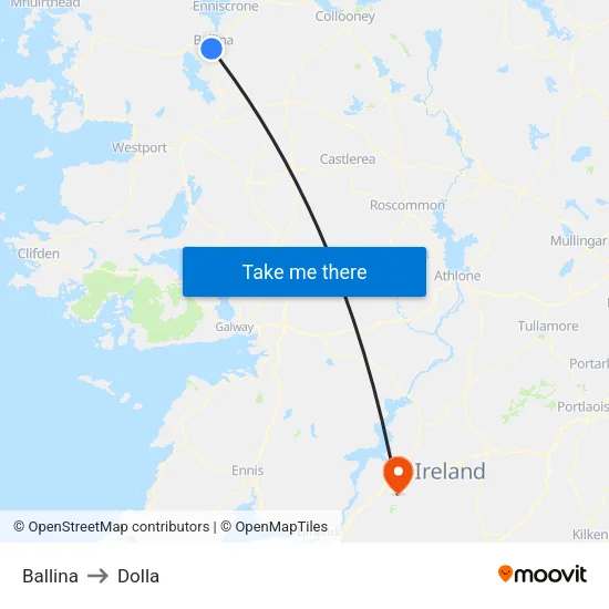 Ballina to Dolla map