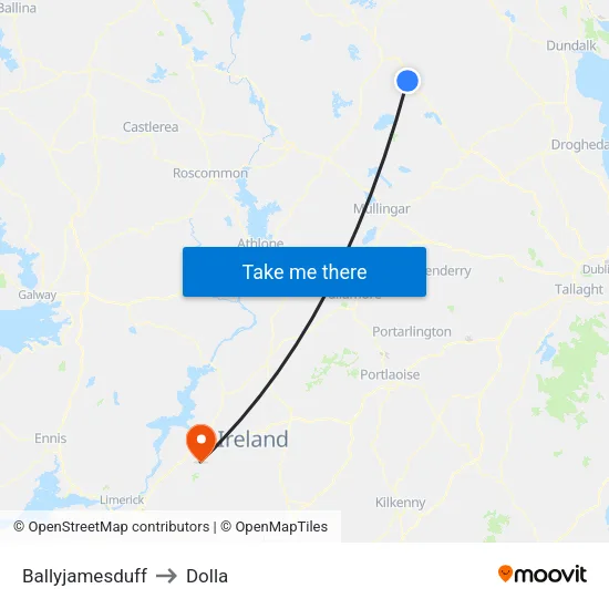 Ballyjamesduff to Dolla map