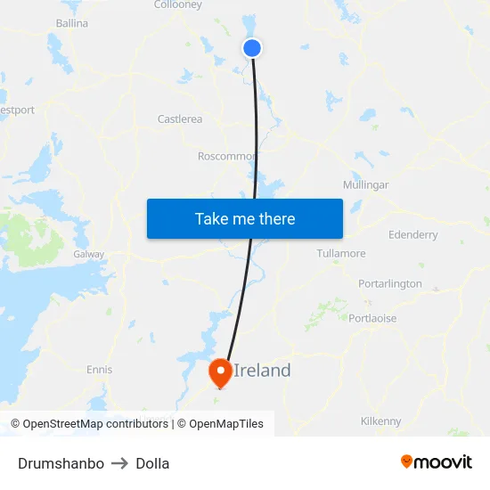 Drumshanbo to Dolla map