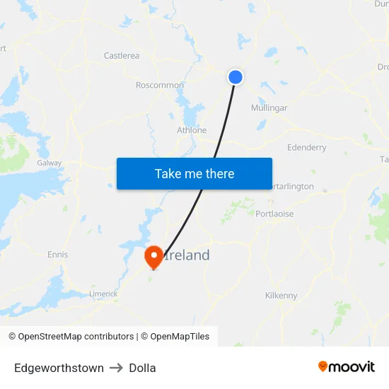 Edgeworthstown to Dolla map