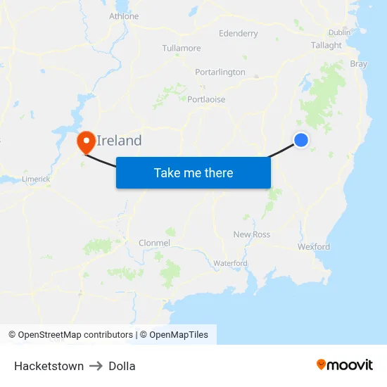 Hacketstown to Dolla map