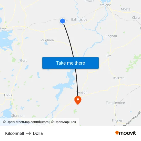 Kilconnell to Dolla map