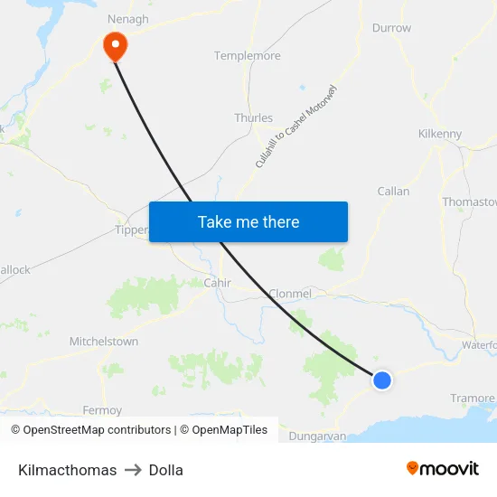 Kilmacthomas to Dolla map