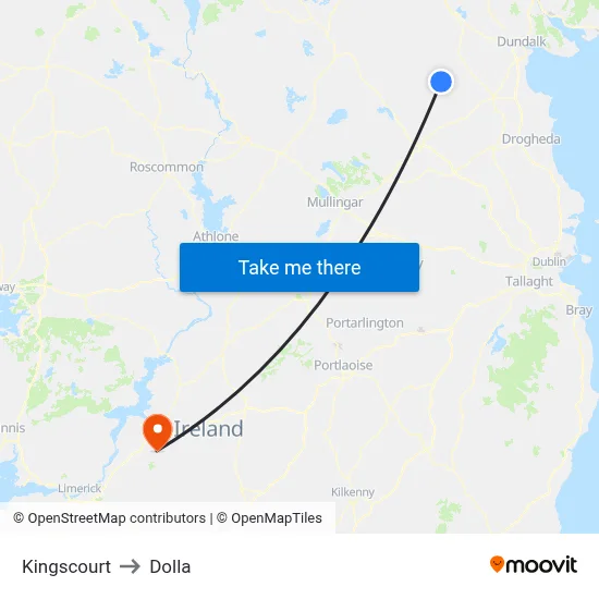 Kingscourt to Dolla map