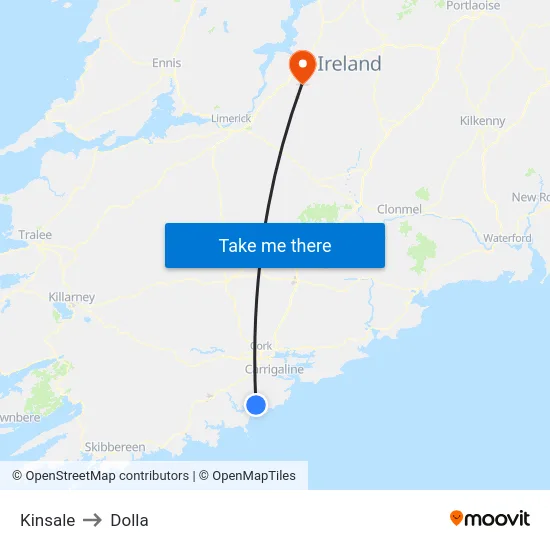 Kinsale to Dolla map