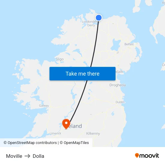 Moville to Dolla map
