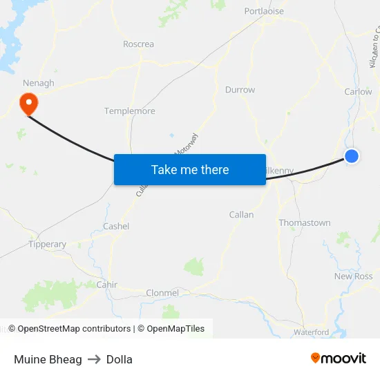 Muine Bheag to Dolla map