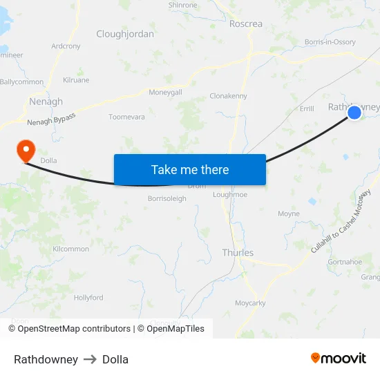 Rathdowney to Dolla map