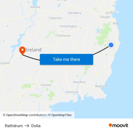 Rathdrum to Dolla map