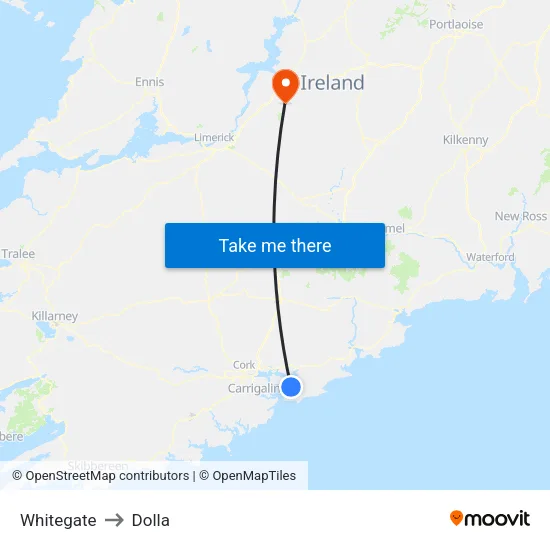 Whitegate to Dolla map