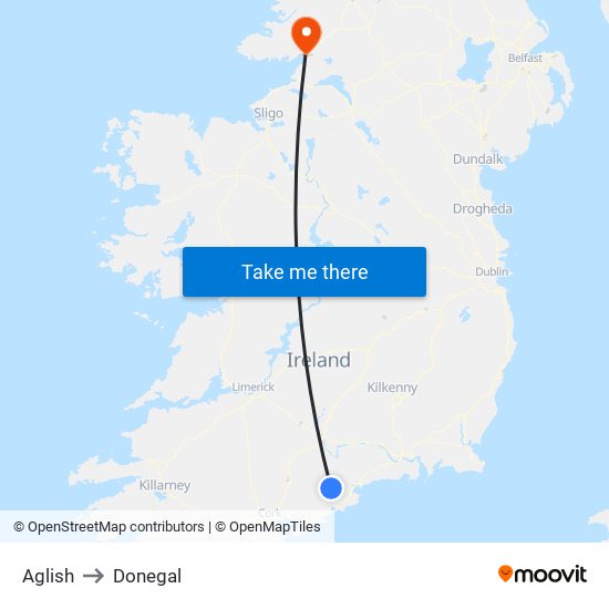 Aglish to Donegal map