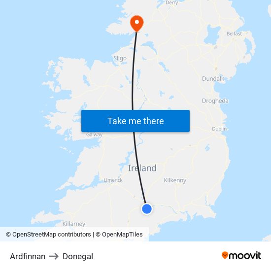 Ardfinnan to Donegal map
