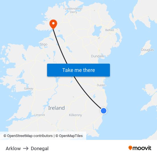 Arklow to Donegal map