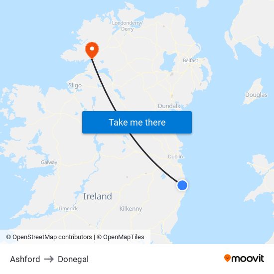 Ashford to Donegal map