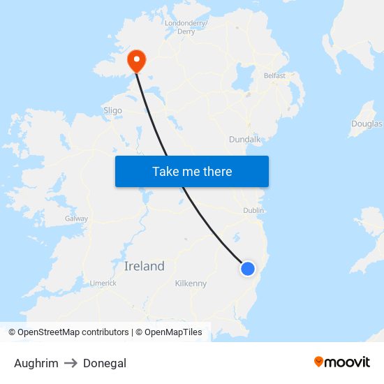 Aughrim to Donegal map