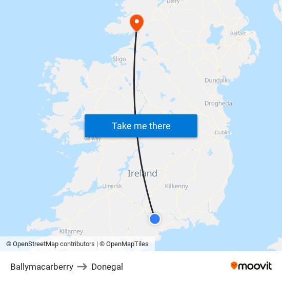 Ballymacarberry to Donegal map