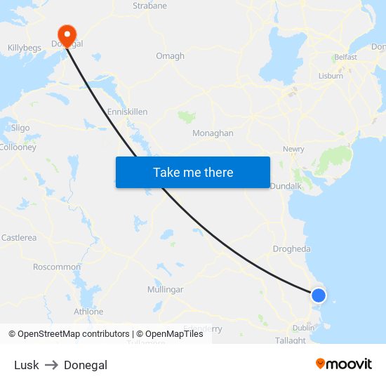 Lusk to Donegal map