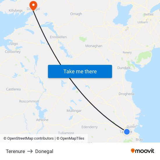 Terenure to Donegal map