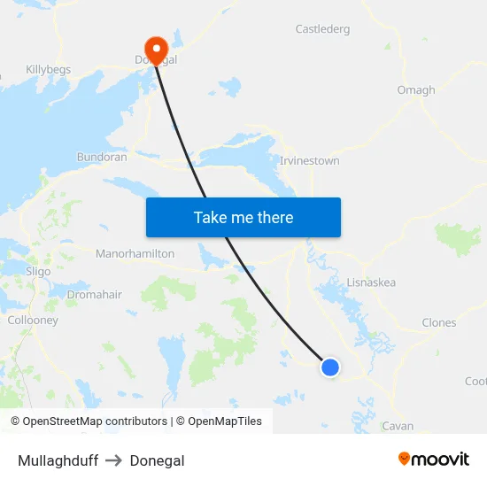 Mullaghduff to Donegal map