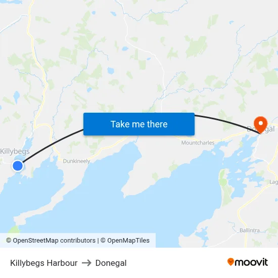 Killybegs Harbour to Donegal map