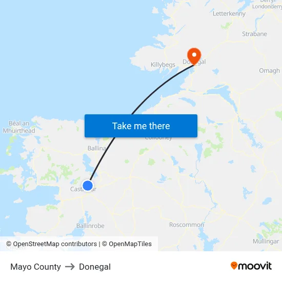 Mayo County to Donegal map