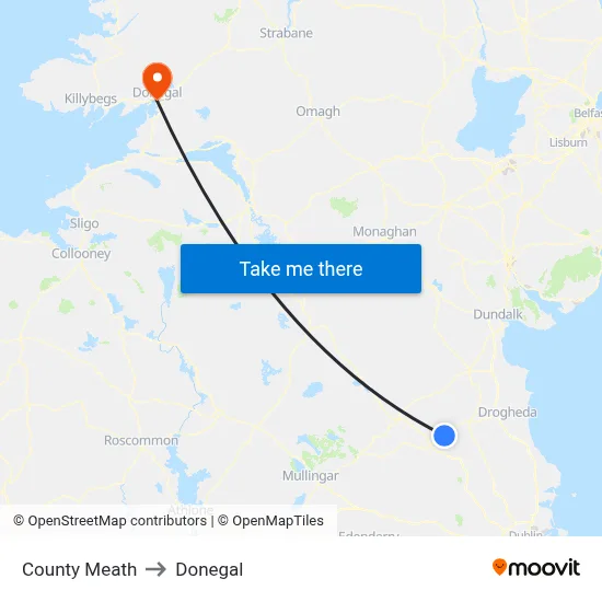 County Meath to Donegal map