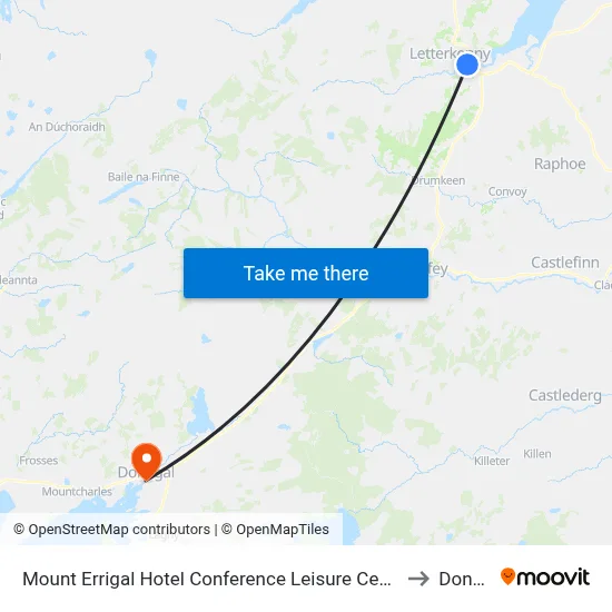 Mount Errigal Hotel Conference Leisure Centre Letterkenny to Donegal map