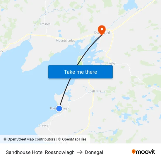 Sandhouse Hotel Rossnowlagh to Donegal map