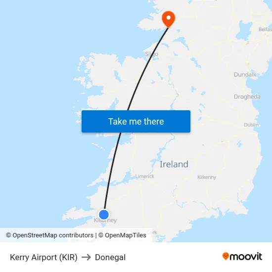 Kerry Airport (KIR) to Donegal map
