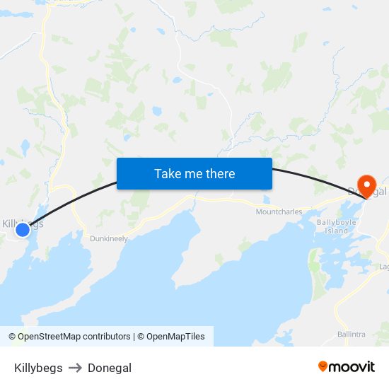 Killybegs to Donegal map