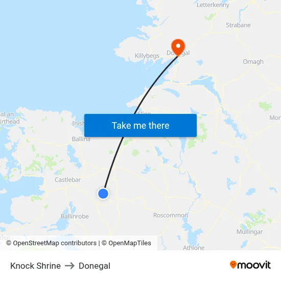 Knock Shrine to Donegal map