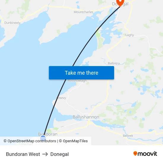 Bundoran West to Donegal map