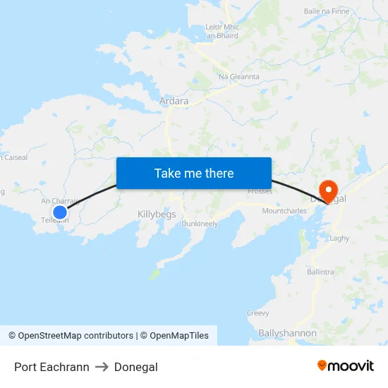 Port Eachrann to Donegal map