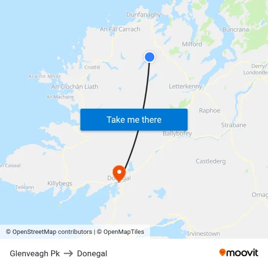 Glenveagh Pk to Donegal map
